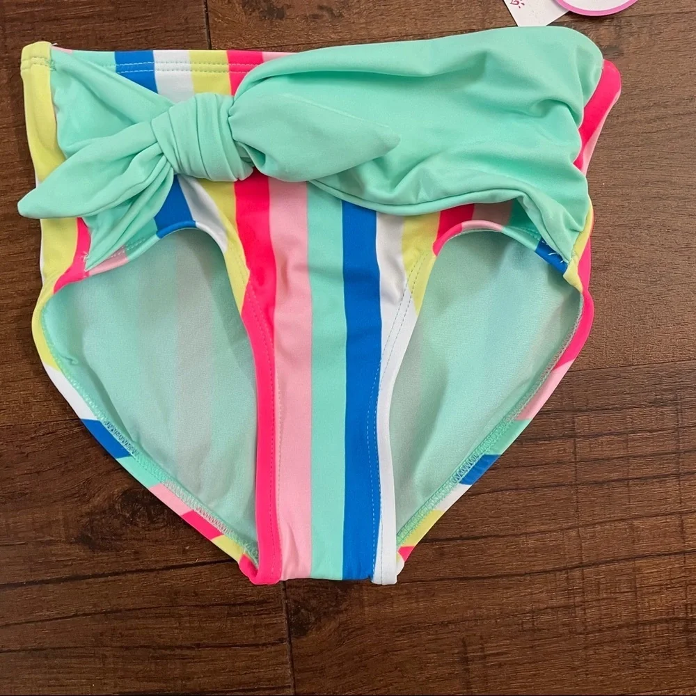 NWT candy stripe bikini justice girls- size 6 two piece